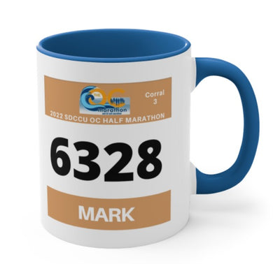 OC Marathon, OC Bib Coffee Cup, 11oz, OC Half Marathon Gift, Personalized Half Marathon Mug, 13.1 Cup, 26.2 Mug