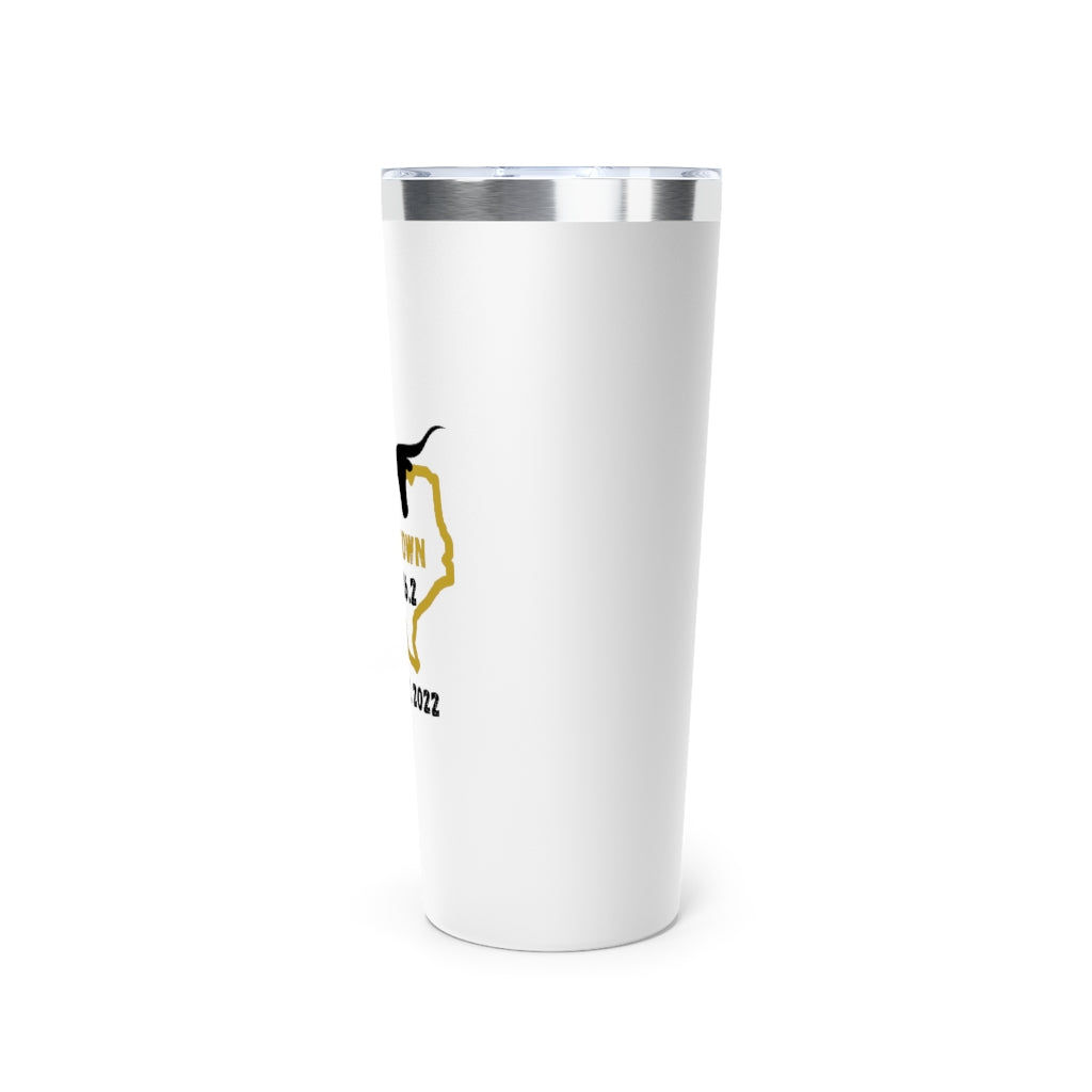 Cowtown Marathon Travel Mug, Copper Vacuum Insulated Tumbler, 22oz, Runners Gift, Personalized Marathon Gift