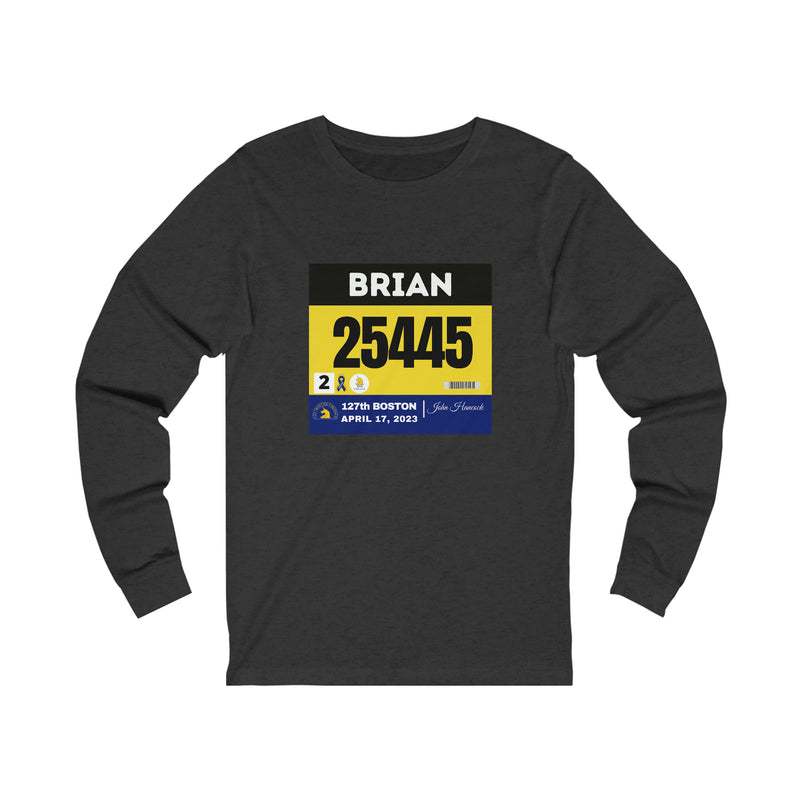Boston Bib Shirt, Custom Boston Tee, Unisex Jersey Long Sleeve Tee, Marathon Shirt, Personalized Marathon Shirt