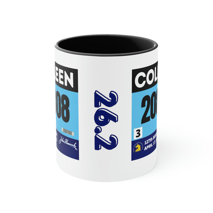 Boston Bib Cup, Two-Tone Coffee Mugs, 11oz, Boston Runner, Gift for Boston Runner, Boston Bib Mug