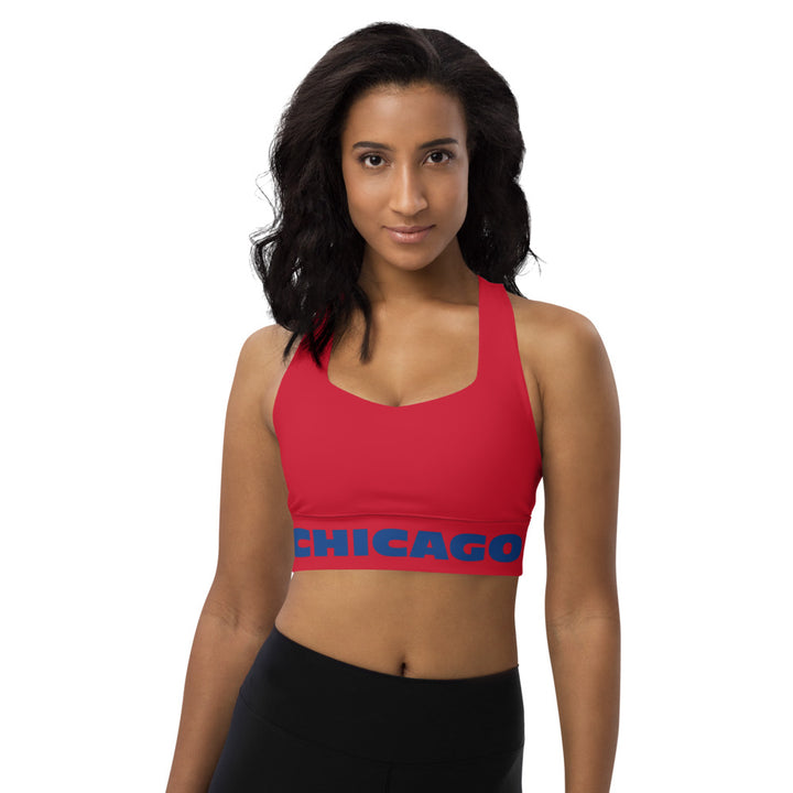 Chicago Sports Bra, Marathon Longline Sports Bra, Red Sports Bra, 26.2