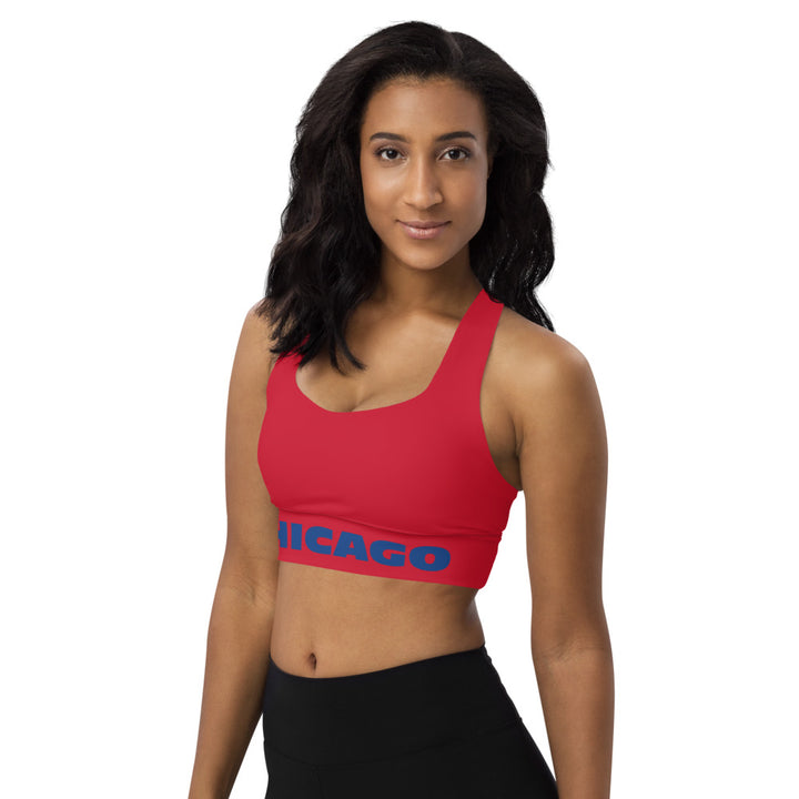 Chicago Sports Bra, Marathon Longline Sports Bra, Red Sports Bra, 26.2