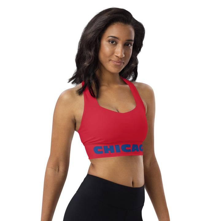 Chicago Sports Bra, Marathon Longline Sports Bra, Red Sports Bra, 26.2