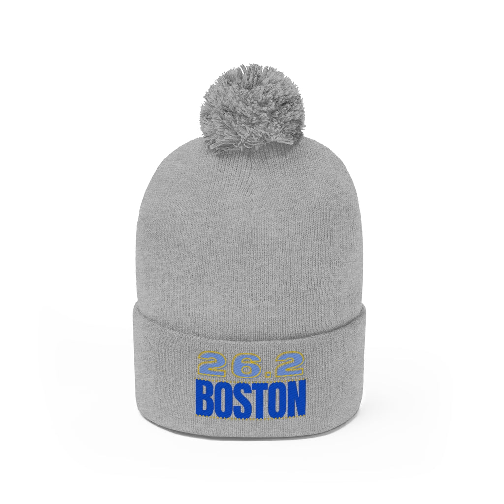 26.2 Boston Beanie, Embroidered Boston Beanie, Pom Pom Beanie, Runner, Marathon, Gift for Runner