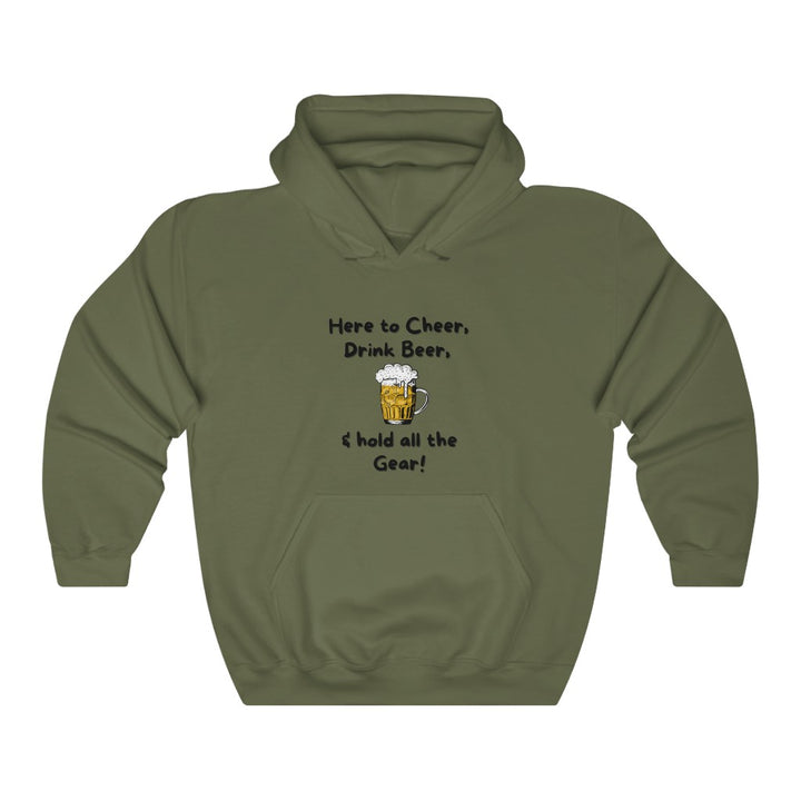 Here to Cheer Drink Beer & Hold Gear, Marathon Support Hoodie, Triathlon Support Hoodie, Ironman Support Crew, Unisex Heavy Blend