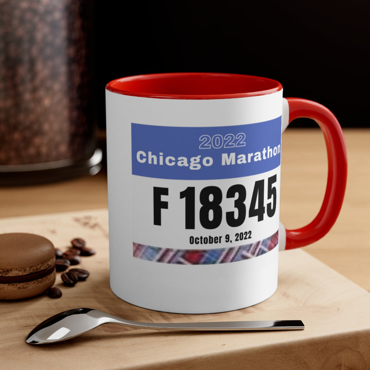 Chicago Marathon, Chicago Bib Cup, Accent Coffee Mug, 11oz, 26.2, Chicago Cup, Chicago Marathon Gift, Custom Marathon Gift, 2022 Chicago