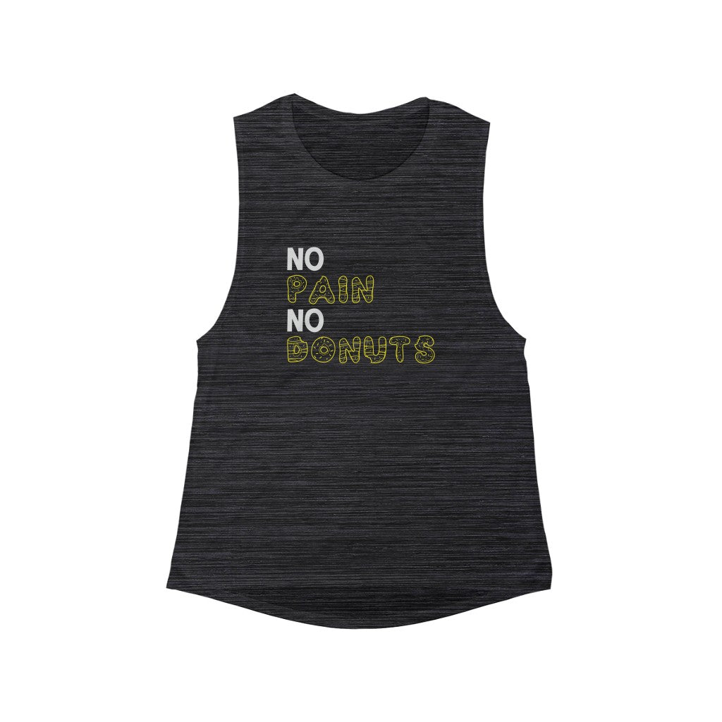 No Pain No Donuts, Funny Fitness Tank, Women's Flowy Scoop Muscle Tank