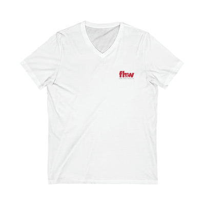 Custom Team Shirt, White Unisex Jersey Short Sleeve V-Neck Tee