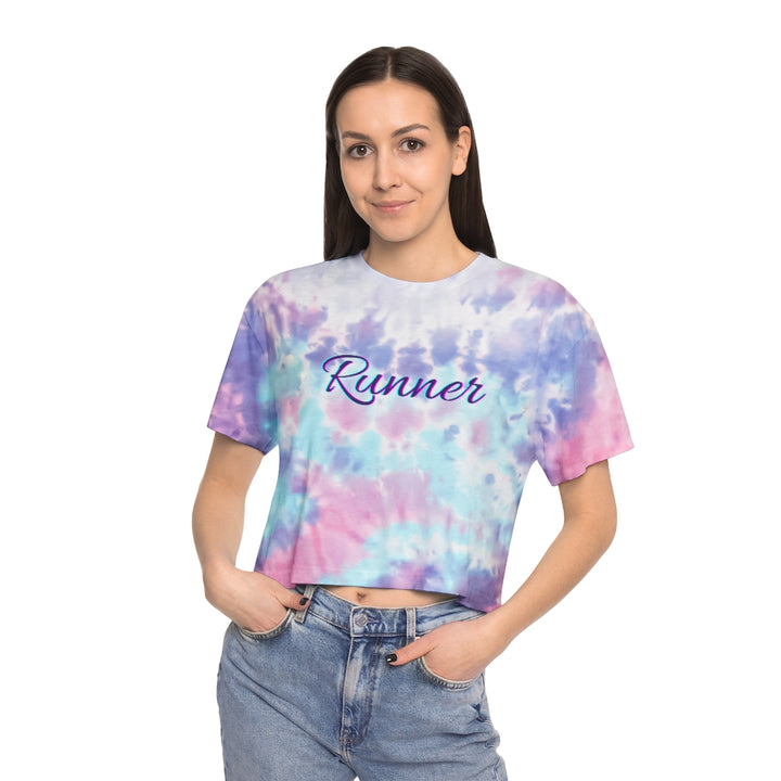 Runner Crop Top, Women's Tie-Dye Crop Tee, Runner Tie Dye Shirt, Ladies Cropped T-Shirt