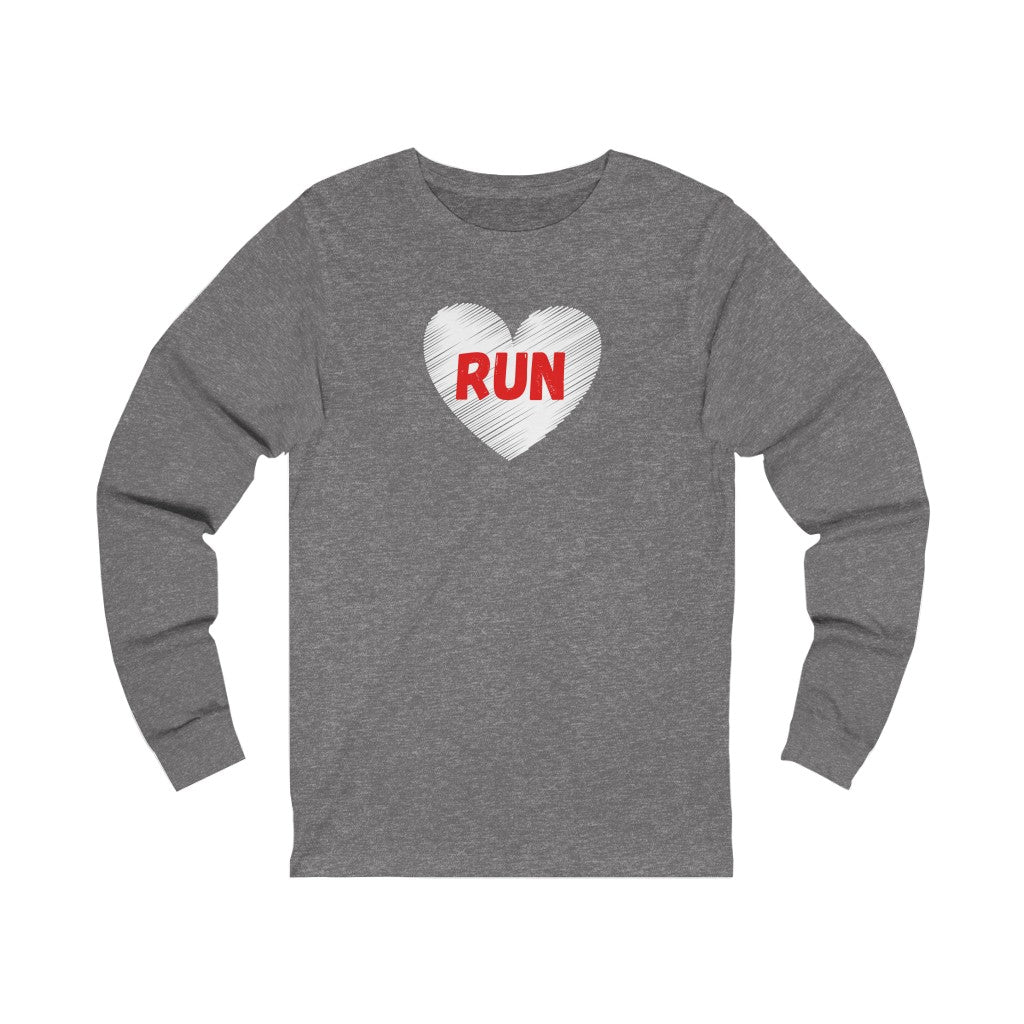 Love Run Shirt, I Love Running, I Heart Running, Unisex Jersey Long Sleeve Tee