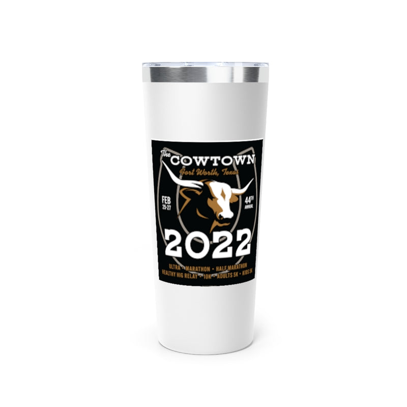 Cowtown Marathon Travel Mug, Copper Vacuum Insulated Tumbler, 22oz, Runners Gift, Personalized Marathon Gift