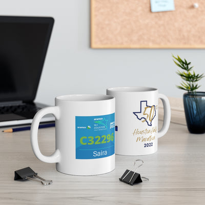 Houston Half Bib Coffee Cup, 26.2 Ceramic Mug 11oz, Houston 50th Marathon, Houston Half Marathon, 2022 Houston Marathon