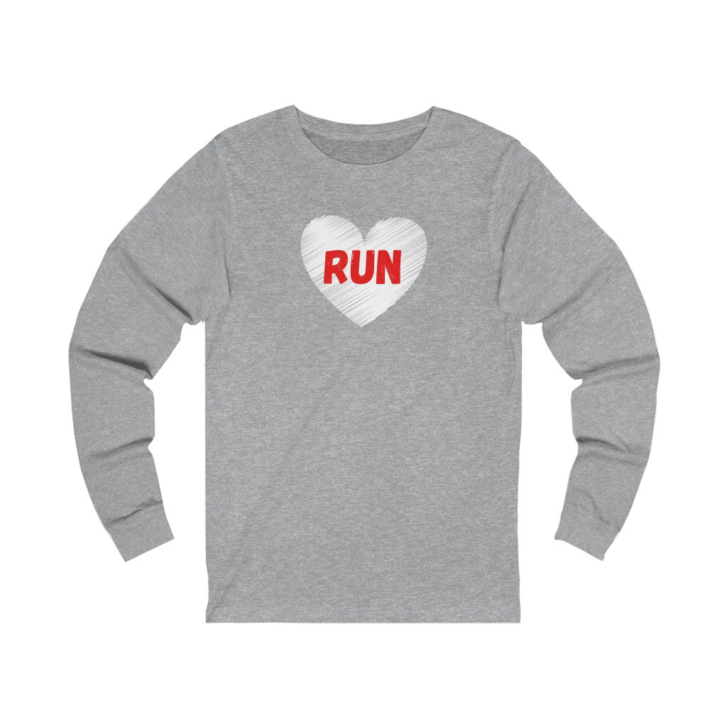 Love Run Shirt, I Love Running, I Heart Running, Unisex Jersey Long Sleeve Tee