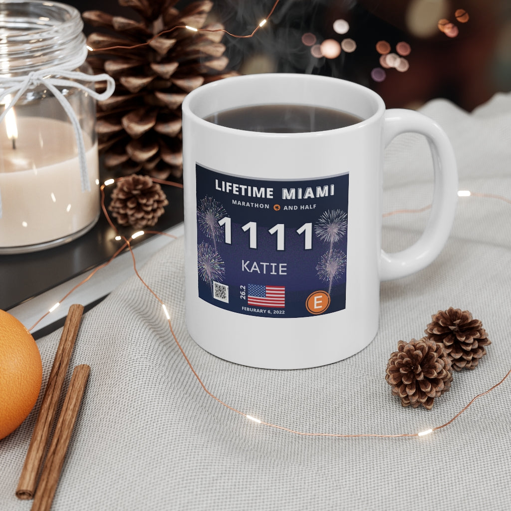 Miami Marathon Mug, Miami Bib Cup, 26.2 Ceramic Mug 11oz, Personalized Miami Marathon Cup, 2022 Miami Marathon, Custom Marathon Cup