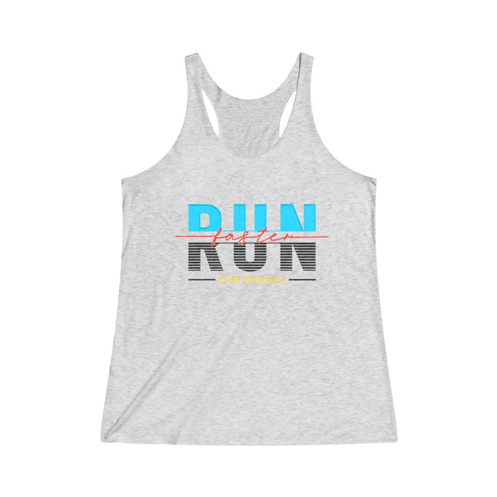 Run Faster Tank, Women's Tri-Blend Racerback Tank, Runner Tank, Runner Tank