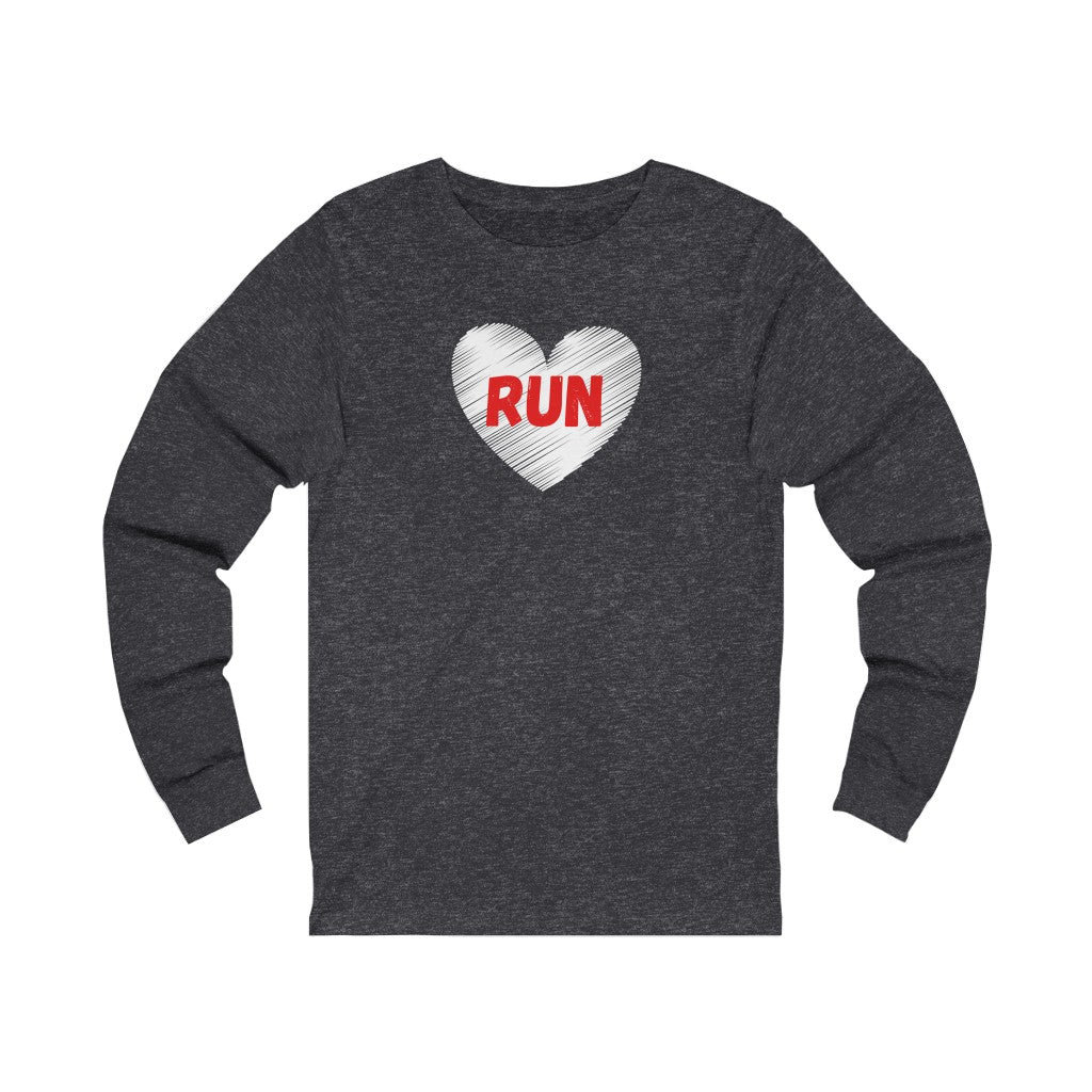 Love Run Shirt, I Love Running, I Heart Running, Unisex Jersey Long Sleeve Tee