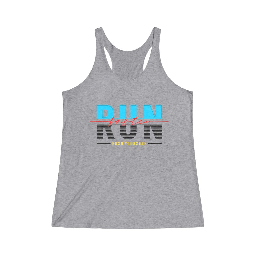 Run Faster Tank, Women's Tri-Blend Racerback Tank, Runner Tank, Runner Tank