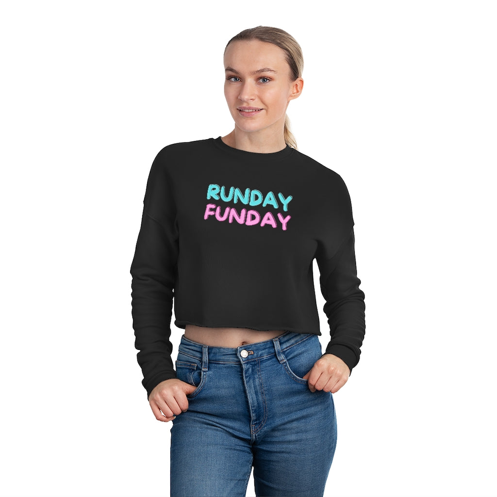 Runday Funday Cropped Sweatshirt, Women's Cropped Sweatshirt, Runners Shirt, Runners Cropped Top, Gift for Runner