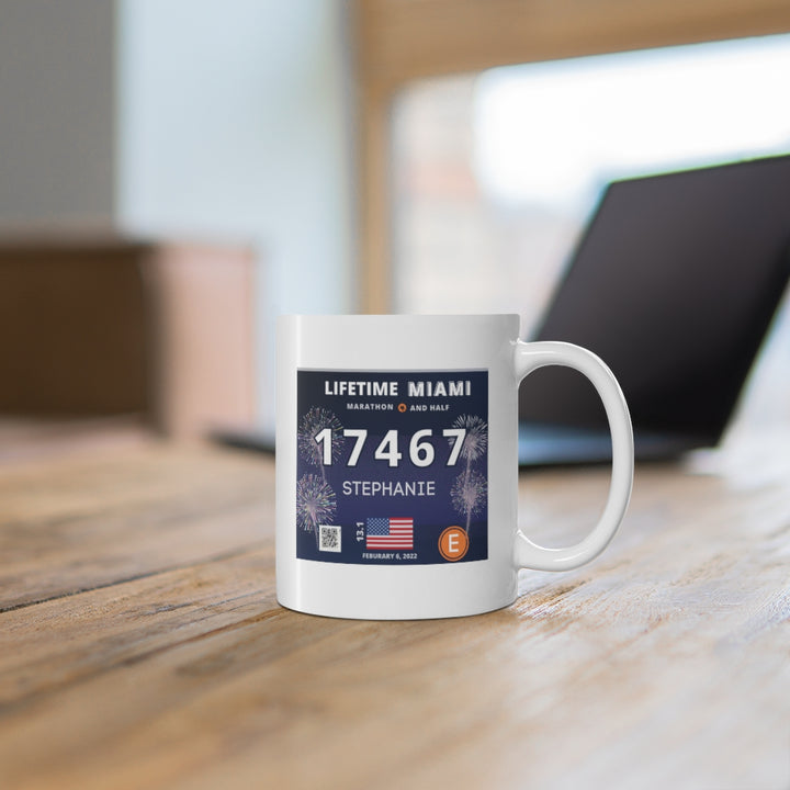 Miami Half Marathon Mug, Miami Bib Cup, 13.1 Ceramic Mug 11oz, Personalized Miami Half Cup, 2022 Miami Half, Custom Half Cup