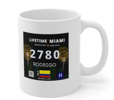 Miami Marathon Mug, Miami Bib Cup, 26.2 Ceramic Mug 11oz, Personalized Miami Marathon Cup, 2022 Miami Marathon, Custom Marathon Cup