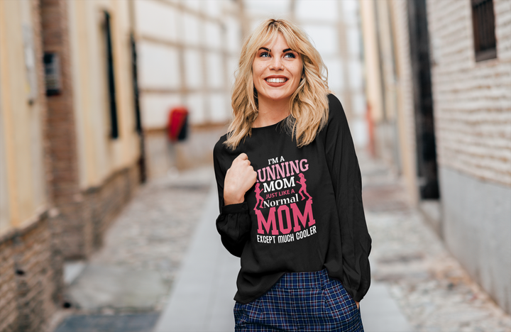 Running Mom Like a Normal Mom but Cooler, Unisex Jersey Long Sleeve Tee,, Running Mom Shirt