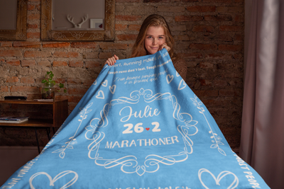 Marathon Blanket, Sherpa Fleece Blanket, 26.2, Runner Blanket, Gift for Runner, Marathoner, Marathon Gift