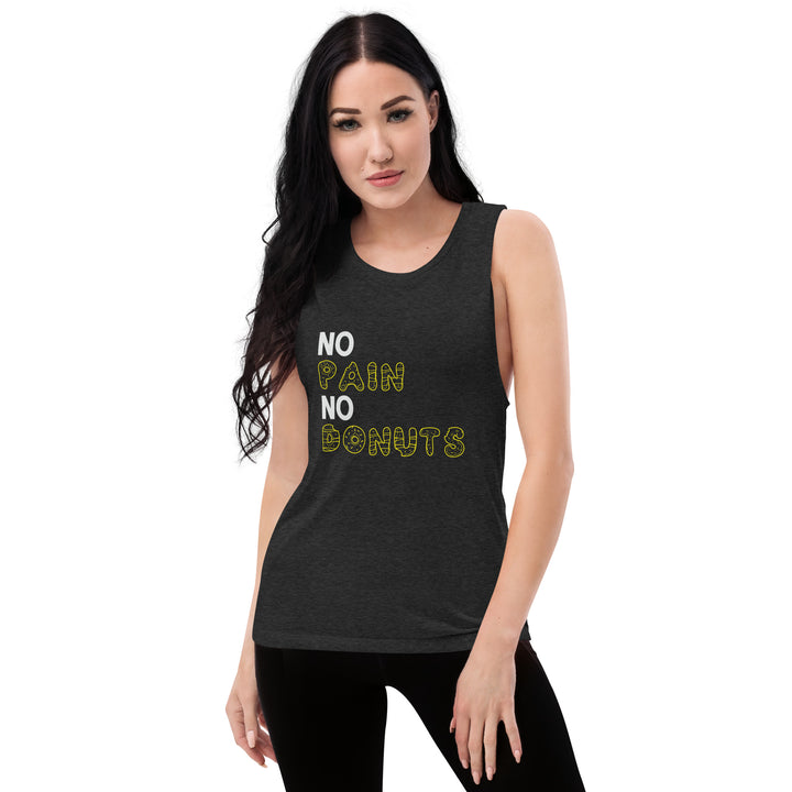 No Pain No Donuts, Funny Fitness Tank, Women's Flowy Scoop Muscle Tank