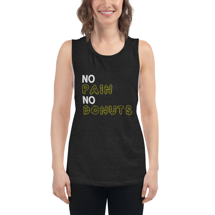 No Pain No Donuts, Funny Fitness Tank, Women's Flowy Scoop Muscle Tank