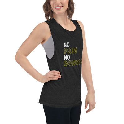 No Pain No Donuts, Funny Fitness Tank, Women's Flowy Scoop Muscle Tank